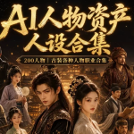 AI漫剧短剧人物资产200个古代言情人物+提示词